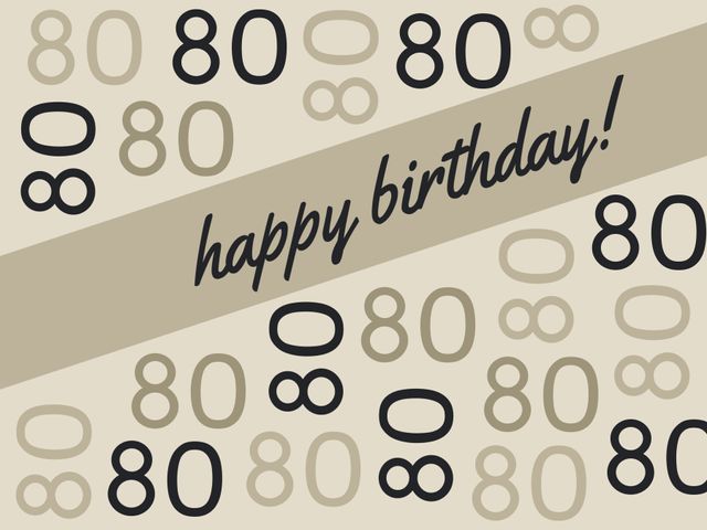 80th Birthday Celebration Card with Festive and Elegant Design - Download Free Stock Templates Pikwizard.com