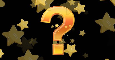 Golden Question Mark Amidst Falling Stars