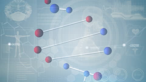 DNA Helix Illustration with Scientific Data Elements