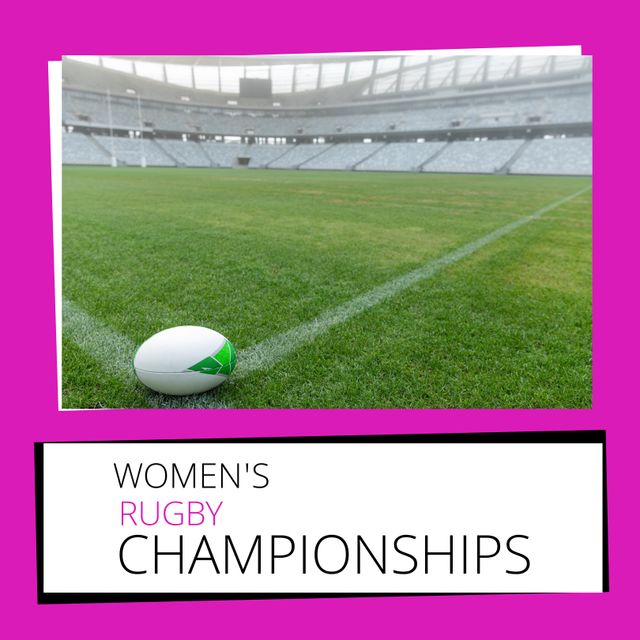 Women's Rugby Championships Advertisement with Rugby Ball on Field - Download Free Stock Templates Pikwizard.com