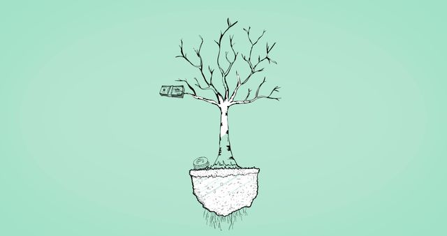 Money tree image on green background