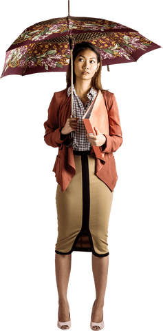 businesswoman holding binder and colorful umbrella on transparent background - Download Free Stock Videos Pikwizard.com