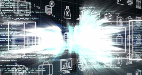 Futuristic Data Analysis over Digital Interface with Light Trails - Download Free Stock Images Pikwizard.com