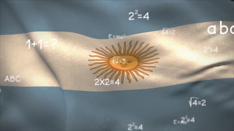 Argentinian Flag with Mathematics Formula Overlay