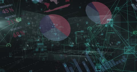 Digital Network with Data Visualizations Overlay on Globe