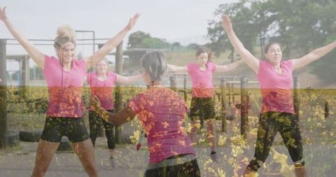 Women Exercising Together in Outdoor Gym Vibrant Energy Concept