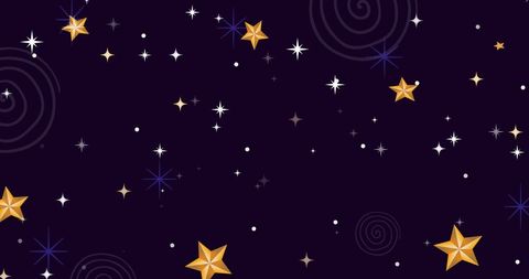 Golden Stars Glowing in Magical Cosmic Night Sky