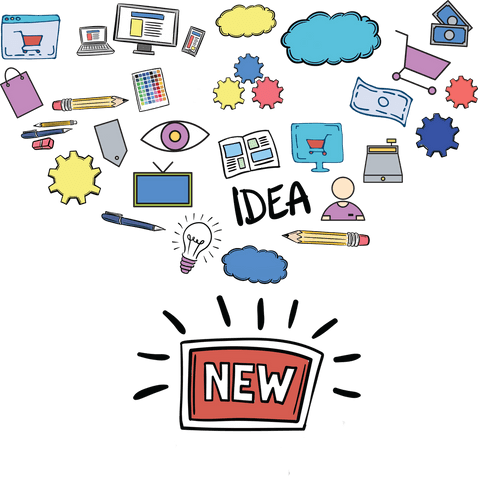 Creative Innovation Icons with Bold NEW on Transparent Surface - Download Free Stock Videos Pikwizard.com