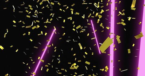Gold Confetti and Neon Lights Celebrating Excitement