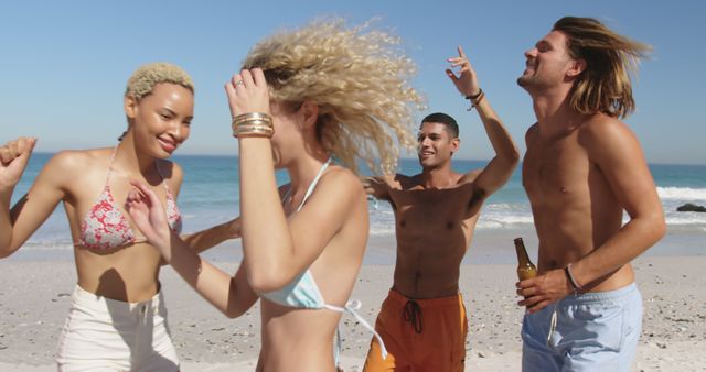 Group of Friends Dancing and Enjoying at Beach Party in Summer - Download Free Stock Images Pikwizard.com