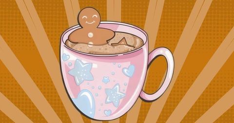 Gingerbread Cookie Relaxing in Whimsical Hot Cocoa Mug