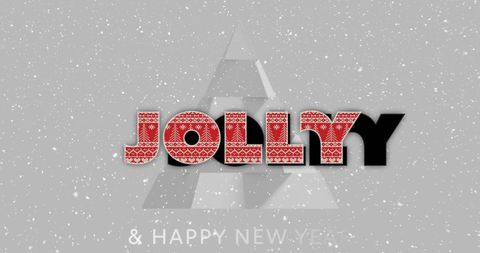 Festive holiday jolly text with snowfall background