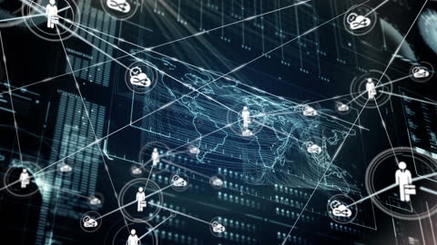 Abstract Global Networking with People Icons and Data Visualizations