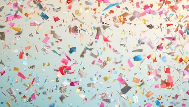 Vibrant Tornado of Colorful Confetti with Foil Accents