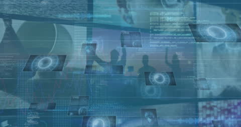 Abstract Digital Interface with Futuristic Data Visualization