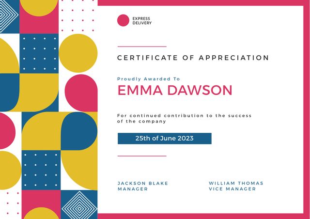 Modern Certificate of Appreciation on Colorful Geometric Background - Download Free Stock Templates Pikwizard.com