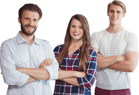Transparent Group of Smiling People Arms Crossed