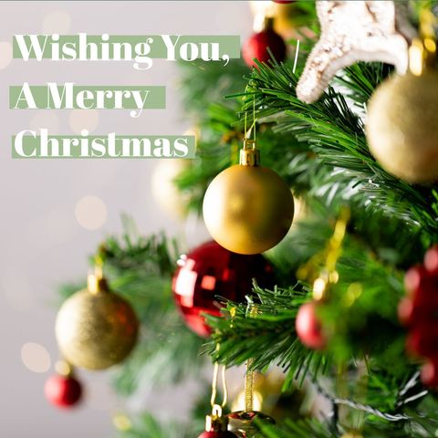 Festive Christmas Tree Decoration with Merry Christmas Greeting - Download Free Stock Templates Pikwizard.com