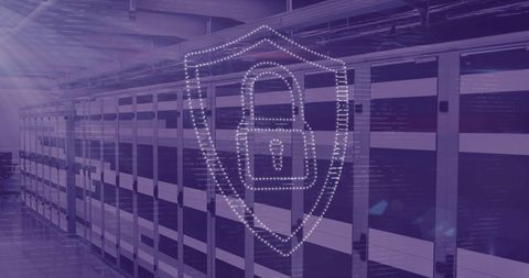 Digital Security Lock over Data Center Server Racks - Download Free Stock Images Pikwizard.com