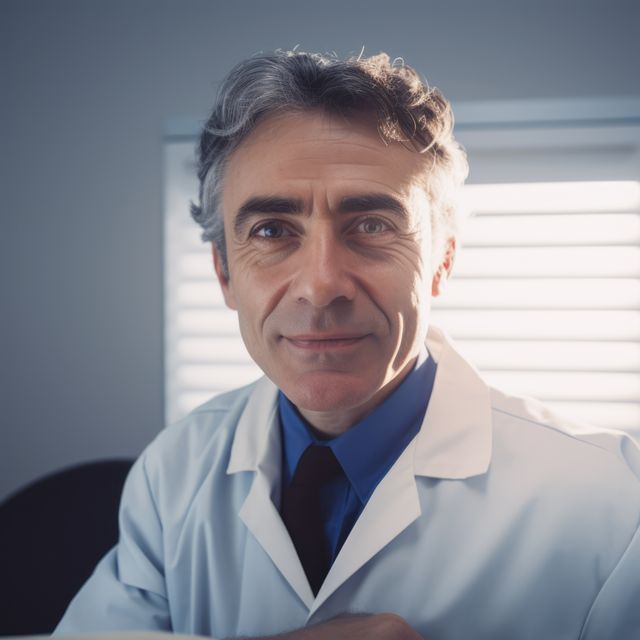 Confident Senior Male Doctor Posing in Lab Coat - Download Free Stock Images Pikwizard.com