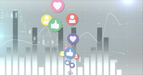Social Media Engagement Icons with Financial Growth Graphs - Download Free Stock Images Pikwizard.com