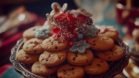 Festive Holiday Cookies Display with Heart Ornament