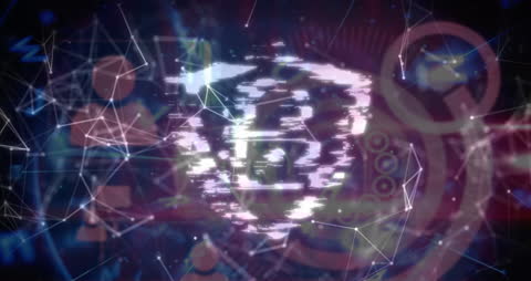 Futuristic Digital Network with Glitched Effects