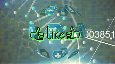 Holographic Healthcare Icon Globe with Binary Code Design