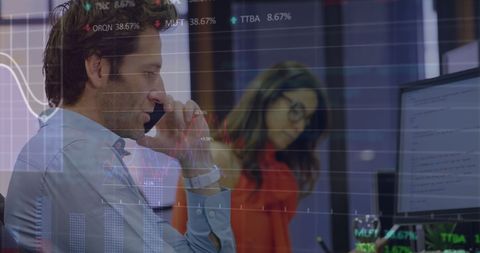 Business Professional Analyzing Stock Market Data on Phone