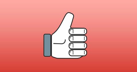 Thumbs up like icon on red gradient background