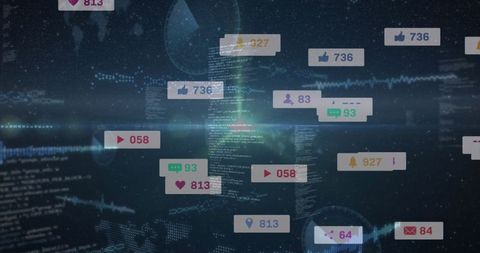 Digital Data Process with Social Media Interface Banners - Download Free Stock Images Pikwizard.com