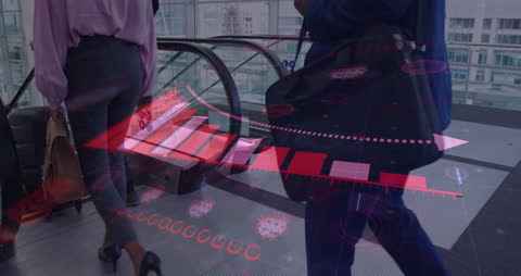 Futuristic Data Interface Overlaying Escalator Scene