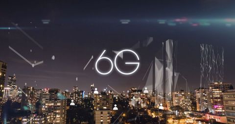 6G Technology Concept Overlooking Cityscape Night View - Download Free Stock Images Pikwizard.com
