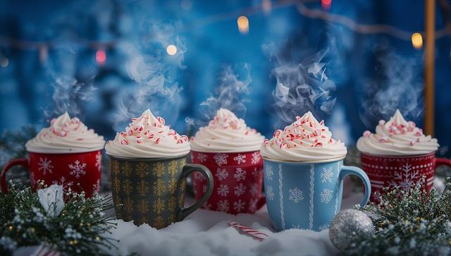 Festive Holiday Mugs with Cream Topping