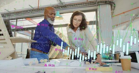 Architects Analyzing Data with Graphs in Modern Workspace