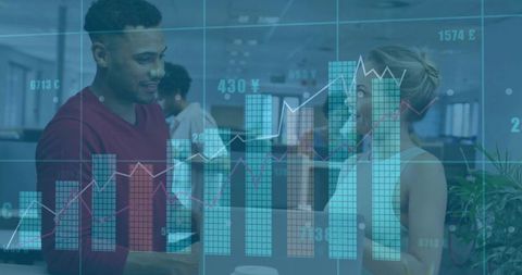 Collaborating Over Data with Digital Charts Overlay in Modern Open-Plan Office