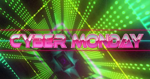 Cyber Monday Bright Neon Graphic Banner with Abstract Pattern - Download Free Stock Images Pikwizard.com