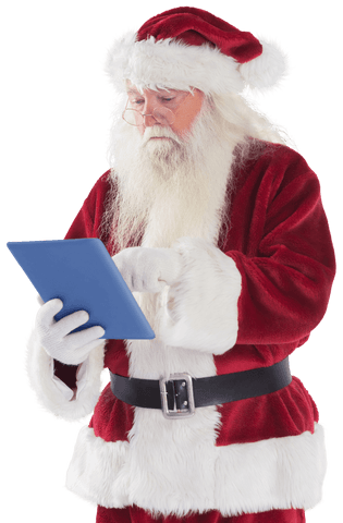 Transparent Santa Claus Using Tablet for Digital Christmas - Download Free Stock Videos Pikwizard.com