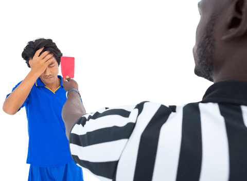 transparent soccer referee showing red card to upset player - Download Free Stock Videos Pikwizard.com