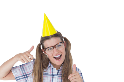 Cheerful Hipster in Transparent Birthday Party Hat - Download Free Stock Videos Pikwizard.com