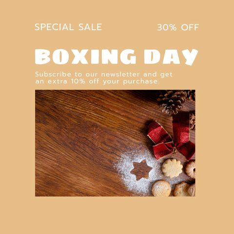 Festive Boxing Day Sale Promotional Banner with Holiday Cookies - Download Free Stock Templates Pikwizard.com
