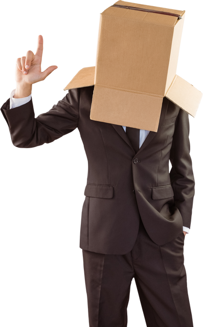 Anonymous Businessman Transparent Pointing Up with Cardboard Box on Head - Download Free Stock Videos Pikwizard.com