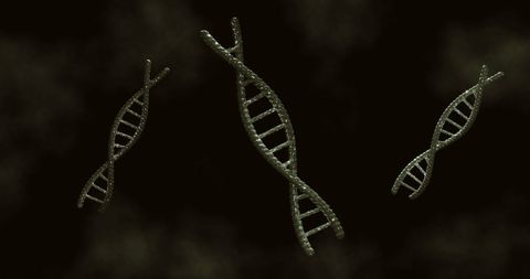 Digitally generated dna strands on dark background