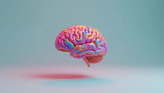 Floating vibrant brain with abstract gradient colors