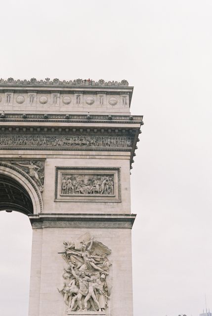 Partial View of Arc de Triomphe Capturing Detailed Reliefs and Sculptures - Download Free Stock Images Pikwizard.com