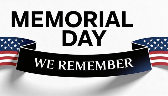 Memorial day tribute ribbon with we remember banner and american flag accents minimalist typography