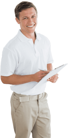 Smiling Caucasian Businessman with Clipboard on Transparent Background - Download Free Stock Videos Pikwizard.com