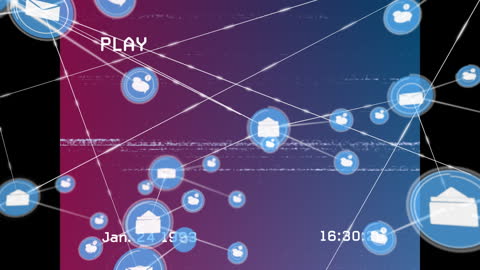 Animated Digital Network with Email and Message Icons