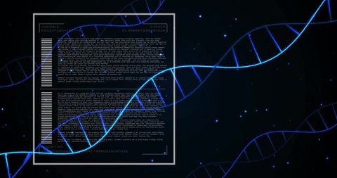 Futuristic biotechnology interface with glowing dna helix
