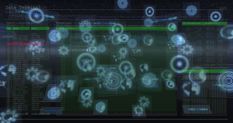 futuristic holographic data interface with floating elements - Download Free Stock Images Pikwizard.com